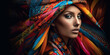 Fashion Frauen Gesicht Nahaufnahme mit Visagistik und Kopfbedeckung, ai generativ