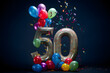 Ballons colorés pour fêter 50 ans d'anniversaire » IA générative