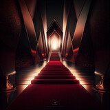 Fototapeta Perspektywa 3d - red carpet in the dark