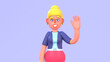 © paper_owl - 3d render of cute woman waving hand in greeting gesture