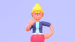 © paper_owl - 3d render of blonde woman angry, shouting in rage