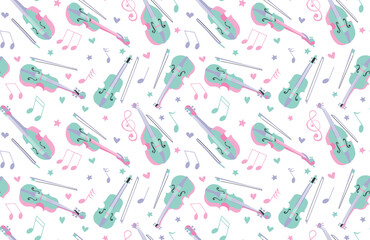 Wall Mural - violin seamless pattern