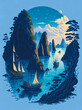 © vector_master - Ha Long bay landscape. AI generated illustration