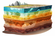 Geological Layers Of Rocks, Created By A Neural Network, Generative AI Technology