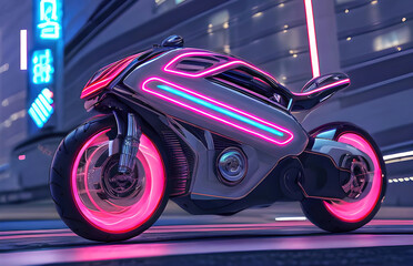 Wall Mural - Motorcycle futuristic sci-fi design, fantastic motorbike modern project. Generative Ai.