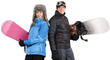 © BillionPhotos.com - Happy Couple in winter cloth with snowboard