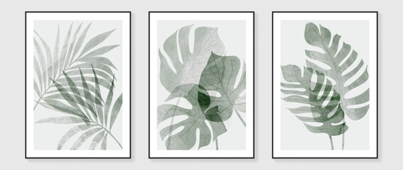 Wall Mural - Botanical wall art vector set. Water color boho foliage line art drawing with abstract shape. Abstract Plant Art design for print, cover, wallpaper, Minimal and natural wall art.
