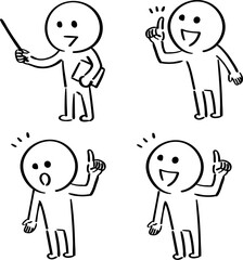 様々なジェスチャーの棒人間セット