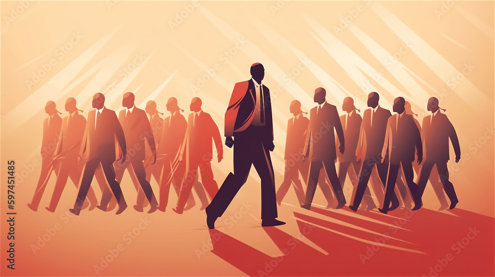graphic of a person going in a different direction than the masses ...