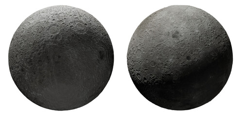 Wall Mural - moon sphere isolated on transparent background. png image. 3d illustration of full moon. craters on 