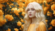 generative ai tools , Beautiful girl with hair, Blonde woman in flowers garden, princes 