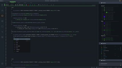 Developer Software Code Mock-up with Generic Programming Language. Dark Interface With Multiple Prompts Running. Night Mode Template for Desktop Computer Displays and Laptop Screens.