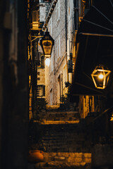 old street lamp at night