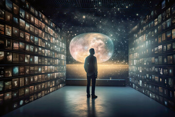 uploading memories and dreams to computers is possible, background with photos uploading concept, generative ai