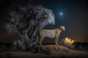 Persian leopard is a magnificent animal from which it comes genuine respect. Neural network AI generated art