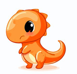 Fototapeta Kosmos - Happy little orange cute dinosaur t-rex vector art