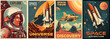 Space discovery colorful set flyers