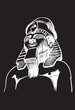 Graphical illustration of portrait of the ancient Egyptian pharaoh of the Fourth Dynasty Khafre  isolated on black background. Vector engraved  illustration. Egyptian Museum in Cairo element