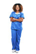© Khushboo/peopleimages.com - Isolated doctor woman, portrait and arms crossed with smile, pride and happy by transparent png background. Female medic, african nurse and excited face for healthcare, wellness and job at hospital