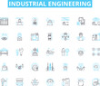 © Nina - Industrial engineering linear icons set. Manufacturing, Optimization, Automation, Logistics, Quality, Design, Material line vector and concept signs. Production,Ergonomics,Supply outline illustrations