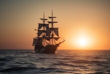Old Galleon On The Sea - Ai