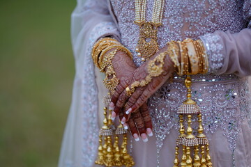 indian bride's wedding henna mehendi hands close up view