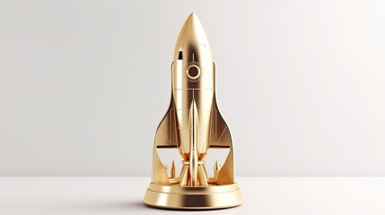 Wall Mural - Rocket shaped trophy illustration, business and startup concept, white background. Generative AI