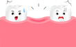 Dental cartoon of missing tooth. Cute cartoon dental care concept. Illustration.