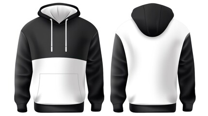 Hoodie sweatshirt long sleeve, mockup design, white background