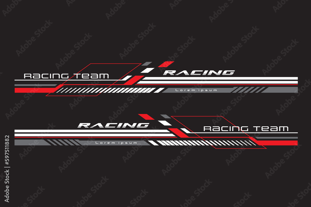 Black Sticker Design Racing Wrap Design For Car vectors. Sports stripes, car stickers black color ...