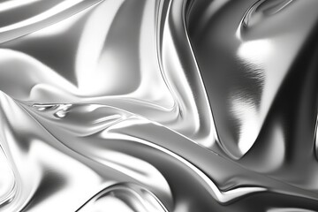 closeup of rippled silver satin fabric