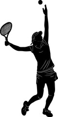 A tennis player silhouette with a racket in her hand