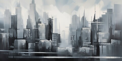 AI Generated. AI Generative. Ink pain pen draw illustration of city urban landscape. Graphic Art