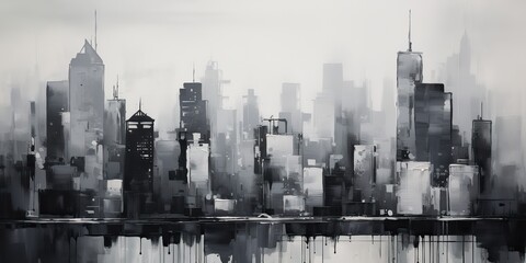 AI Generated. AI Generative. Ink pain pen draw illustration of city urban landscape. Graphic Art
