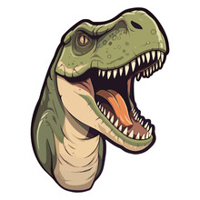 Head Of Tyrannosaurus Rex Roaring, T-shirt Design, Vector On White Background