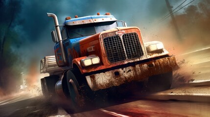 Wall Mural - Racing Truck Game Art Wallpaper Background