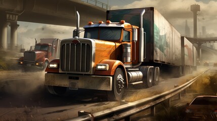 Wall Mural - Racing Truck Game Art Wallpaper Background