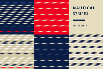 Nautical stripes, seamless pattern set