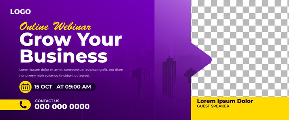 Wall Mural - Webinar promotion horizontal banner template design