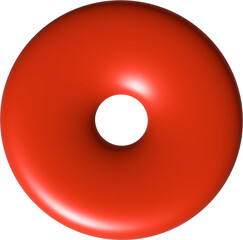 Wall Mural - Red 3d round geometric torus shape png