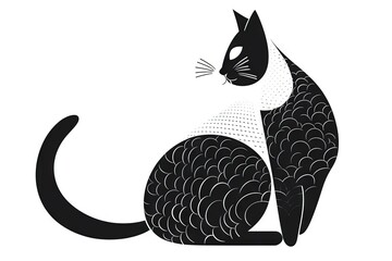 Wall Mural - Black cat. AI generated art illustration.