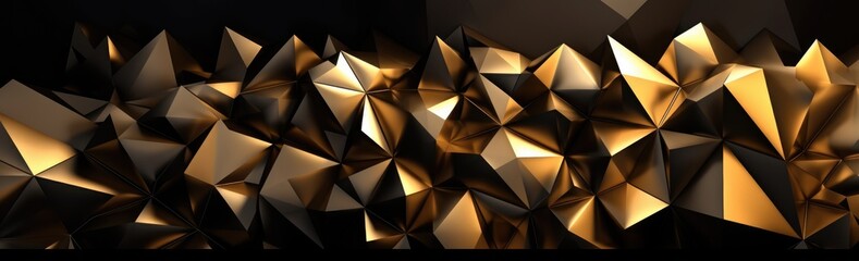  Polygonal Geometric Closeup Background in Gold - Abstract Art - Generative AI