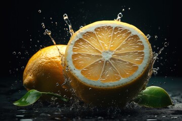 Wall Mural - Citrus Splash - Illustration and Graphic Design - Ideal for Fresh Lemonade Labels or Posters - Generative AI