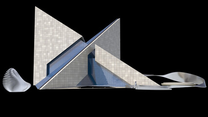 Wall Mural - Futuristic Triangular 3D Architecture