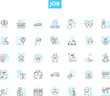 © Nina - Job linear icons set. Career, Occupation, Employment, Position, Profession, Vocation, Trade line vector and concept signs. Labor,Workforce,Job market outline illustrations