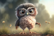Spring Owl. Illustration For Children, Generative Ai.