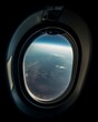 © nsit0108 - Beautiful landscape oval plane window. Generate Ai