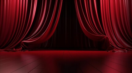Aufkleber - Theater Stage Red Curtains and Spotlight Created with Generative AI Technology