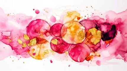 Poster - Abstract watercolor or alcohol ink art pink white background. Generative ai