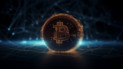 Poster - Vibrant Bitcoin Illustration as Digital Cryptocurrency Concept in 8K created with generative ai technology